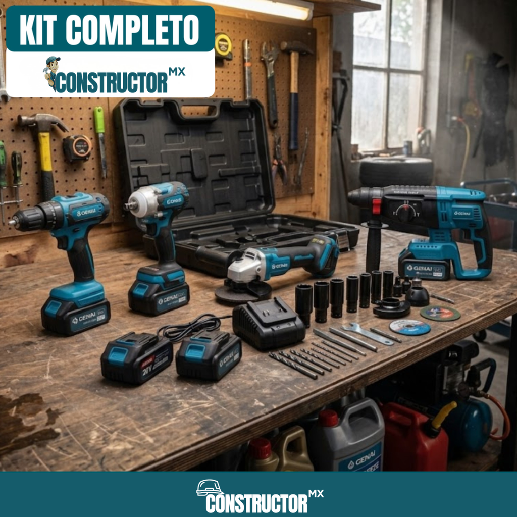 Kit Completo de Herramientas de Perforación, Corte e Impacto + REGALO: Batería Extra y Accesorios Complementarios